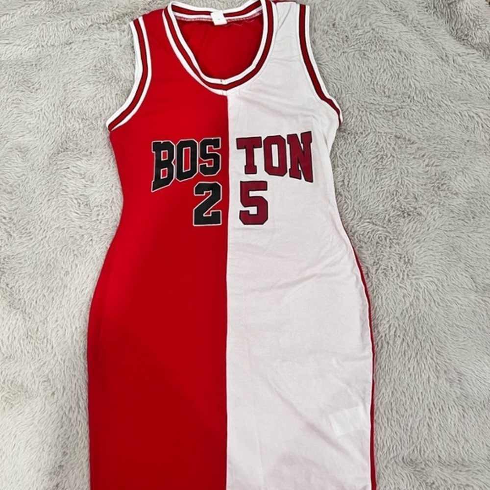 Red and White Jersey Dress